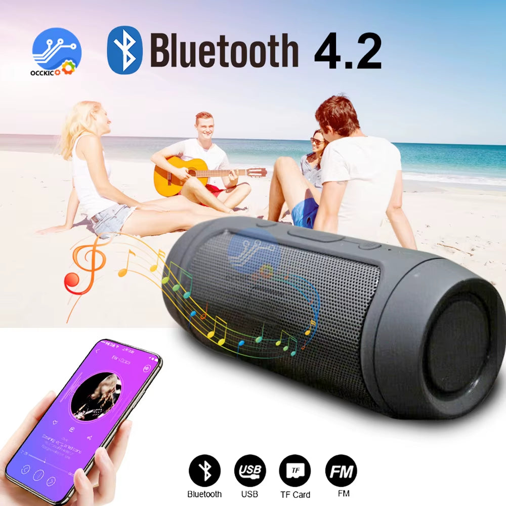 Waterproof Portable Speaker Mini Bluetooth Music Bass Speaker Subwoofer Outdoor Wireless Loudspeaker Support TF FM Radio