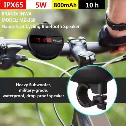 Smart LED Digital Display Wireless Cycling Bicycle Bluetooth Speaker Outdoor Portable Waterproof Subwoofer Hands-Free / TF Card