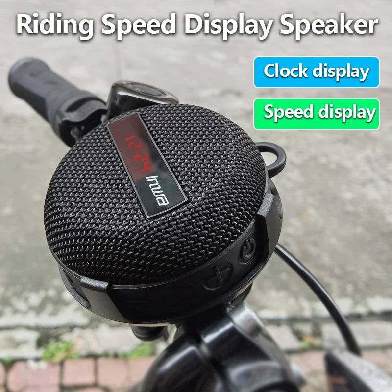 Smart LED Digital Display Wireless Cycling Bicycle Bluetooth Speaker Outdoor Portable Waterproof Subwoofer Hands-Free / TF Card